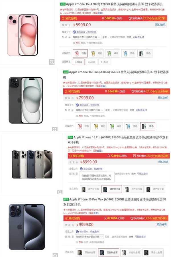 iPhone 15系列京东预订量超220万台！超大杯占87万台插图2