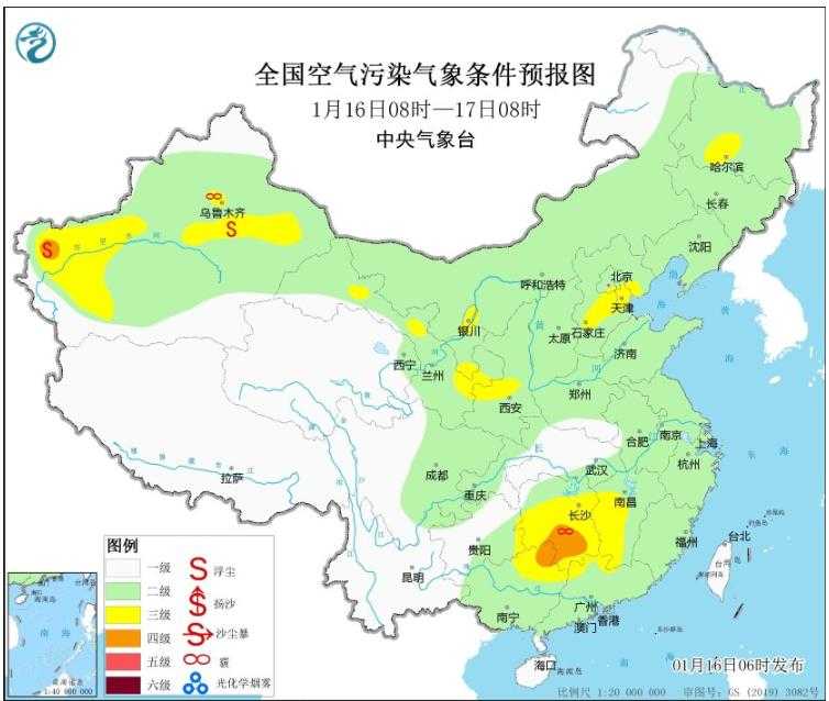 2024年1月16日环境气象预报:全国大部地区大气扩散条件较好