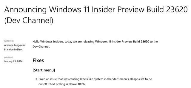 Win11 Dev 预览版 Build 23620今日发布 附ISO下载和更新日志汇总插图