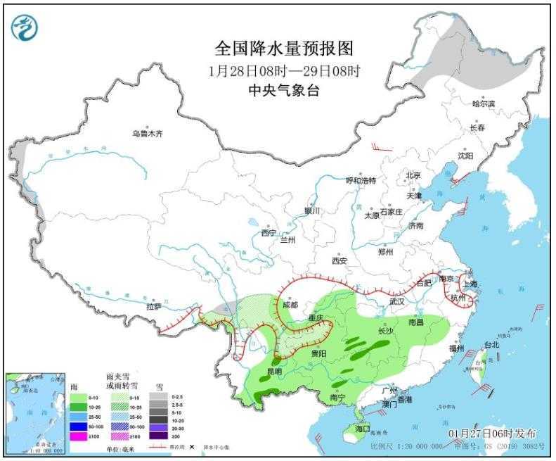 月底将有一波大范围雨雪天气上线 长江以南局地迎暴雨