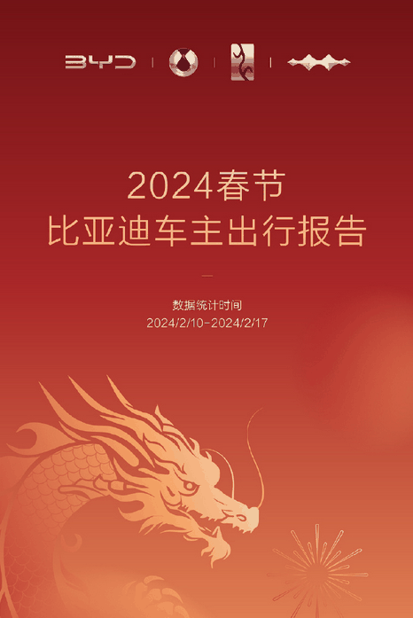 总行驶里程超37亿5645万公里！2024春节比亚迪车主出行报告发布