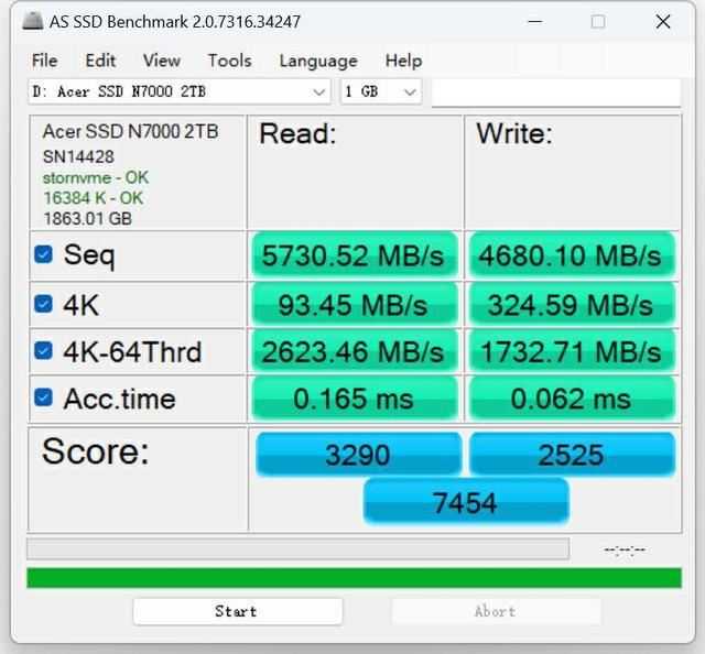 读取7200MB/s! 宏碁暗影骑士·擎N7000 2TB SSD全面测评插图28