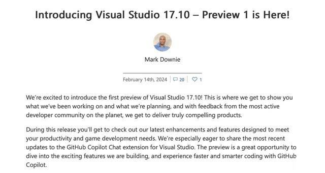 Visual Studio 2022 17.10 首个预览版发布:改进 Copilot 等插图2