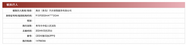 新年宣布停工六个月 高合汽车销售公司成被执行人：标的超1478万元！