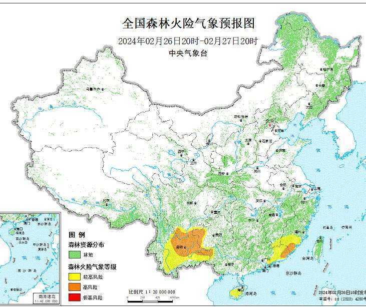 2024年2月27日森林火险气象预报：华南西南等部分地区防范森火