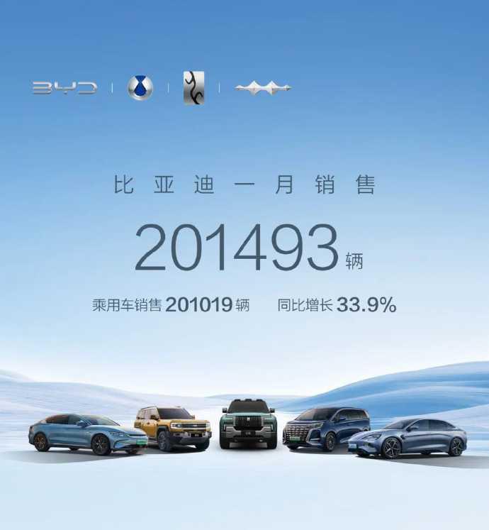 比亚迪1月销量仅20.1万辆，不及预期？