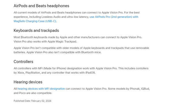 苹果Vision Pro支持蓝牙连接设备出炉：蓝牙鼠标不兼容