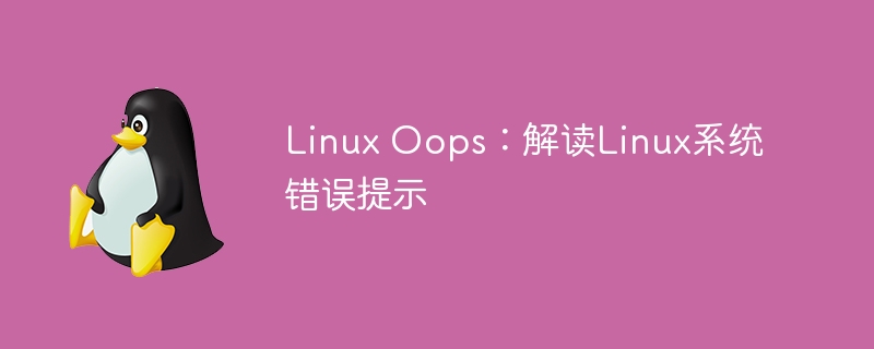 linux oops：解读linux系统错误提示