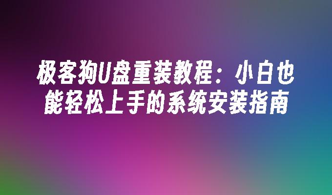 极客狗U盘重装教程：小白也能轻松上手的系统安装指南