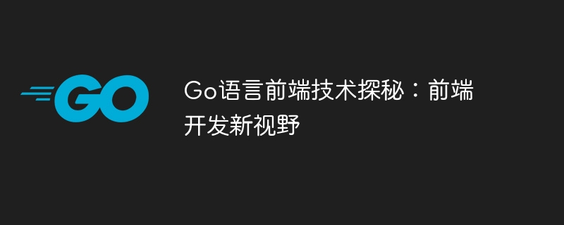 go语言前端技术探秘：前端开发新视野