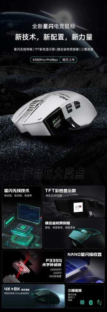 达尔优星闪鼠标A980Pro/Max上架:解锁镁合金加屏新玩法插图