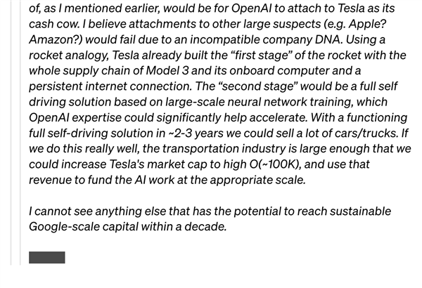 OpenAI公开当年反目原因：马斯克想让OpenAI并入特斯拉 但我们谈崩了