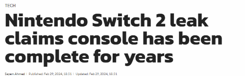 曝Switch 2硬件早已完成开发多年：一直等当前机型下架