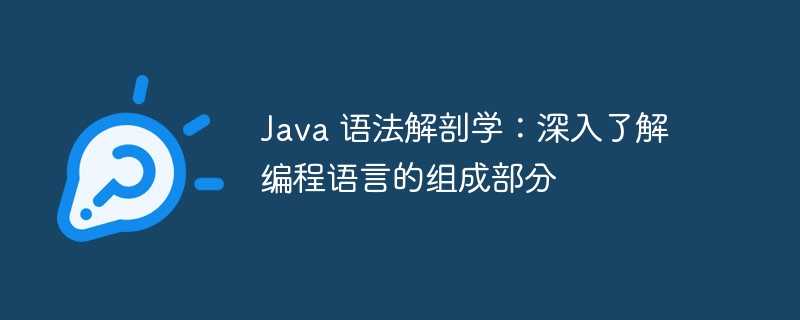 java 语法解剖学：深入了解编程语言的组成部分