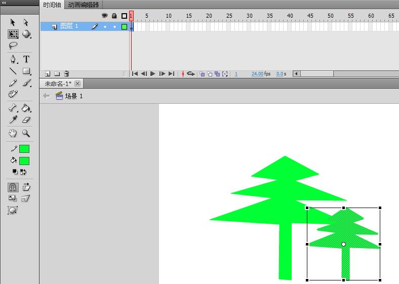 Flash快速绘制一排松树的教程