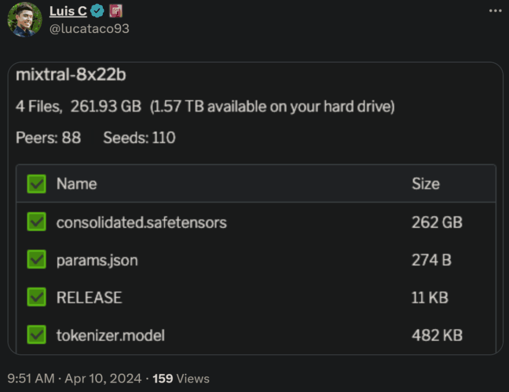 Mistral开源8X22B大模型，OpenAI更新GPT-4 Turbo视觉，都在欺负谷歌