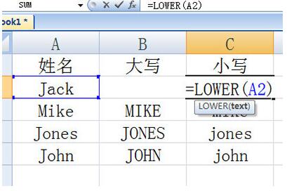 Excel英文大小写转换操作内容