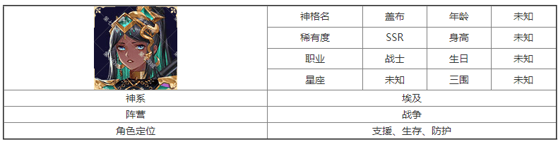 第七幻域SSR盖布神格怎么样 SSR盖布神格图鉴