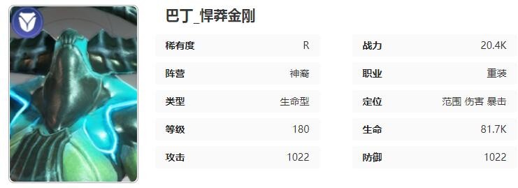 《星际52区》巴丁角色技能属性介绍