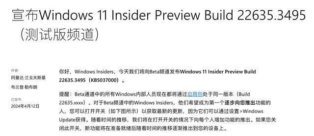 Win11 KB5037000发布: Win11预览版Build 22635.3495更新日志插图