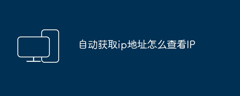 自动获取ip地址怎么查看IP