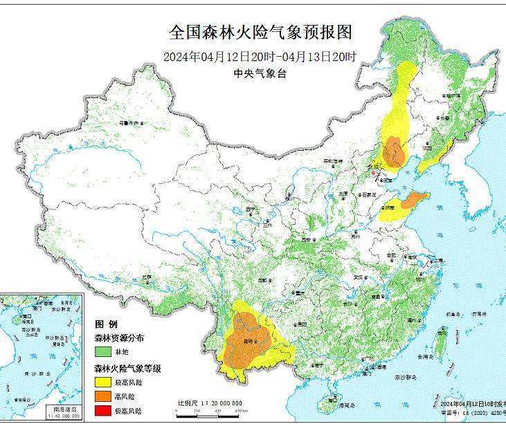 2024年4月13日森林火险气象预报：北京河北内蒙古等部分地区森林火险气象等级较高