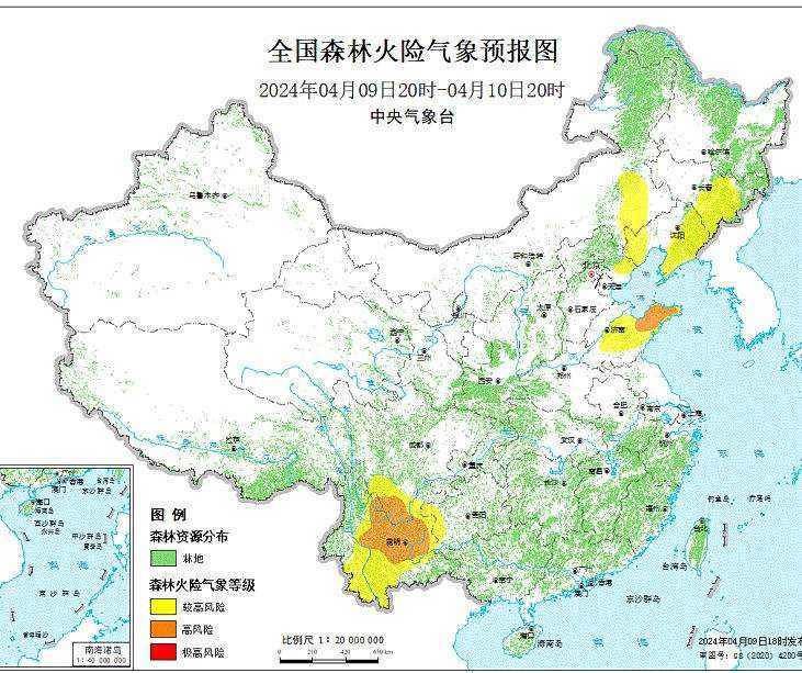 2024年4月10日森林火险气象预报：吉林山东四川等部分地区森林火险气象等级较高