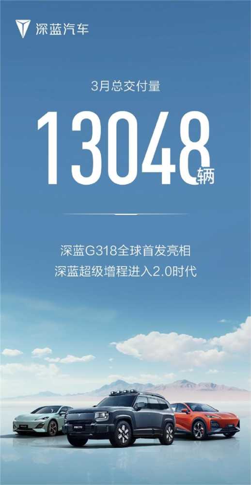 深蓝汽车发布3月销量 CEO：逐步回升但未达预期