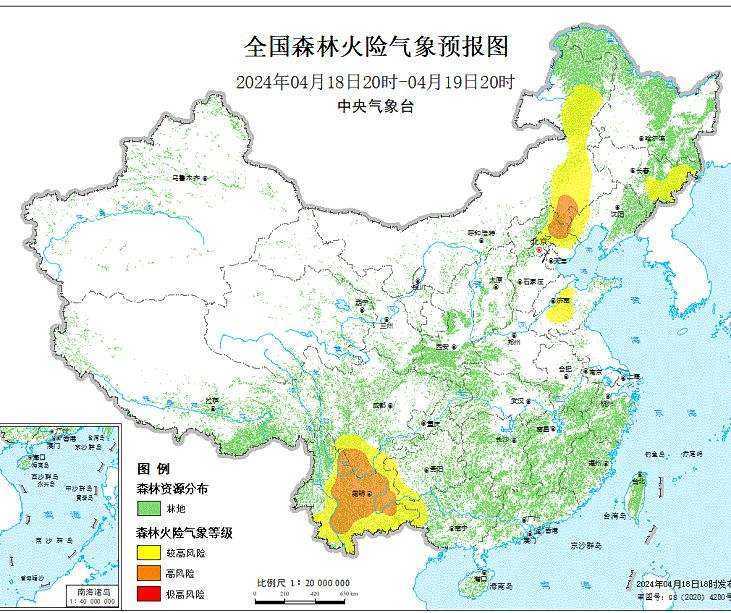 2024年4月19日森林火险气象预报：辽宁四川云南等部分地区森林火险气象等级较高