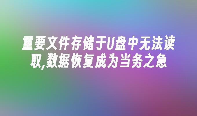 重要文件存储于U盘中无法读取,数据恢复成为当务之急