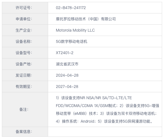 摩托罗拉 moto X50 Ultra 手机通过 3C 认证，三证齐全只待发布