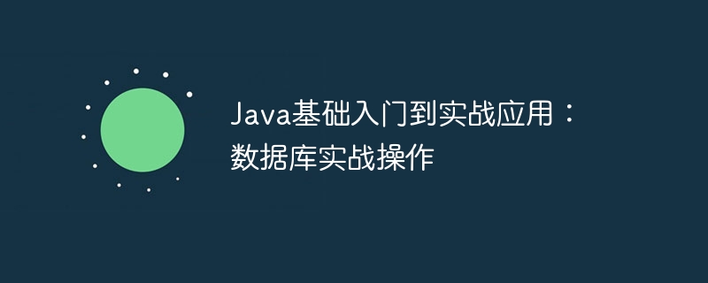 Java基础入门到实战应用：数据库实战操作