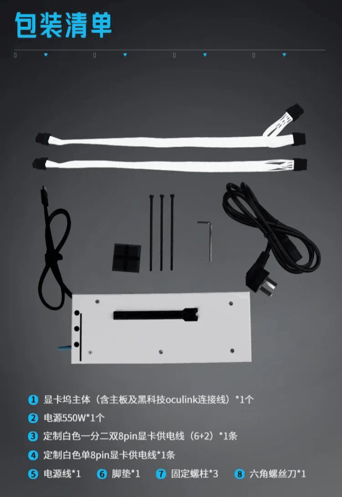 玄派与开源宇宙推出联名定制款 Oculink 显卡坞 EG01C：550W 快拆电源，649 元