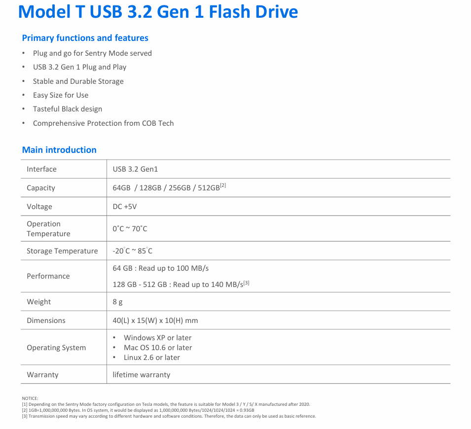 十铨推出 TEAMGROUP Model T USB 3.2 Gen 1 U 盘，适用于电动汽车行车记录仪