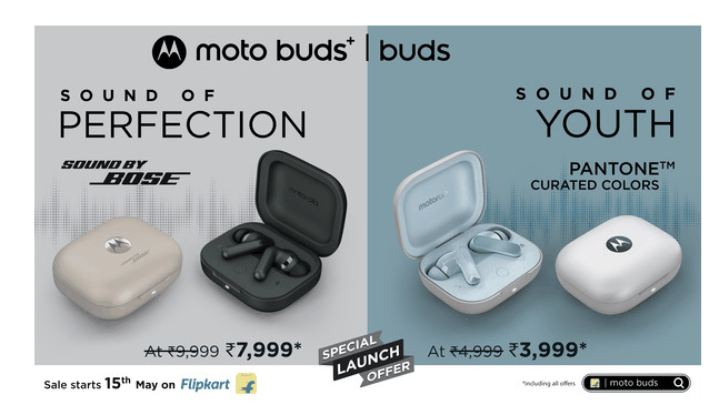 印度音频市场新宠：摩托罗拉Moto Buds和Moto Buds+正式发售