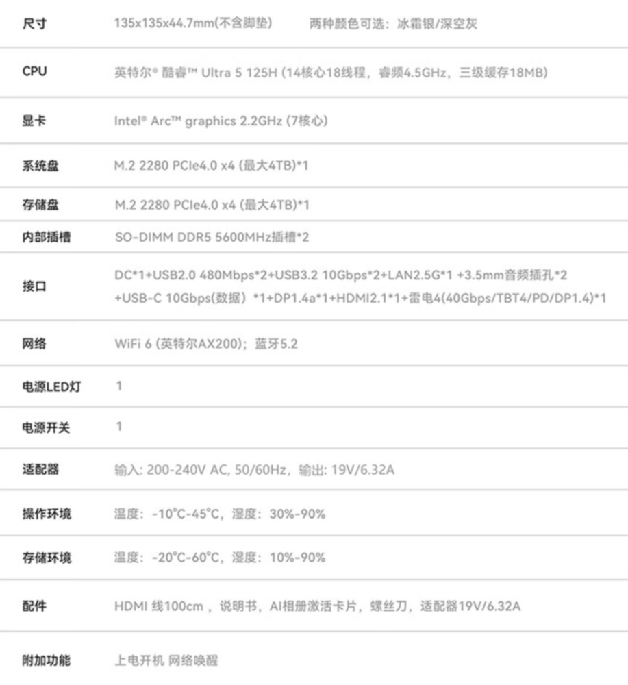 零刻 SEi14 迷你主机开售：Ultra 5 125H 处理器，准系统 2699 元