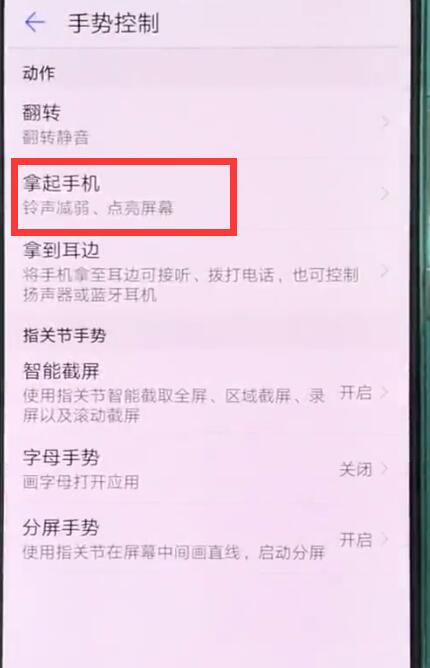 华为p20pro中开启抬手亮屏的简单步骤