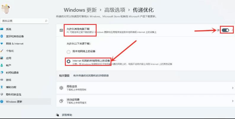 Windows11怎么开启传递优化功能 Windows11开启传递优化功能方法