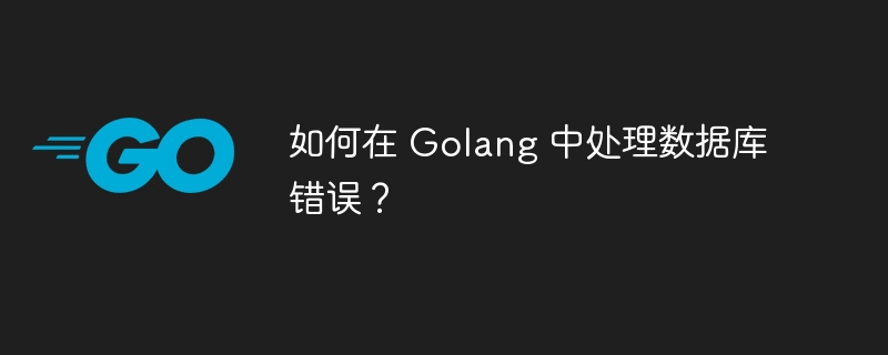 如何在 Golang 中处理数据库错误？