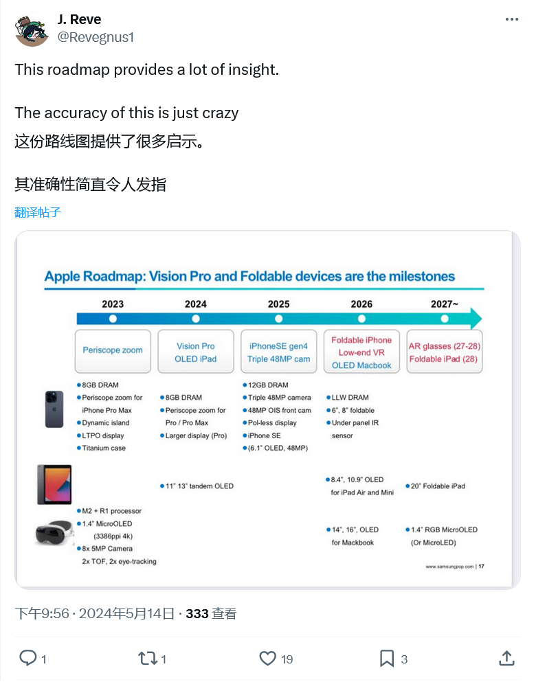 苹果产品路线图曝光：iPhone 16 / Plus 采用 8GB 内存、2026 年折叠 iPhone 登场