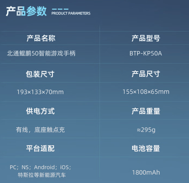 北通鲲鹏 50 智能游戏手柄开售：智能交互屏、连招记录，首发 389 元起