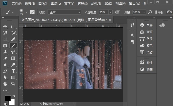 怎么用Photoshop给古装人像照片添加雪景效果_Photoshop给古装人像照片添加雪景效果的教程介绍