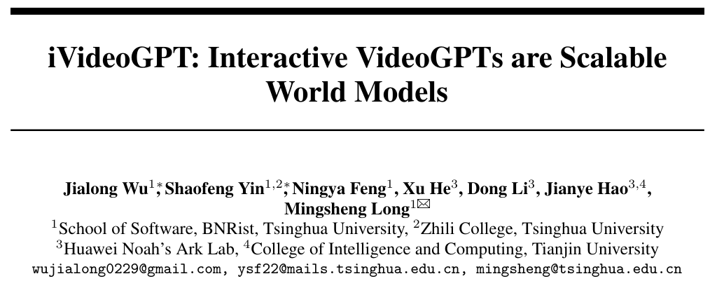 清华、华为等提出iVideoGPT：专攻交互式世界模型