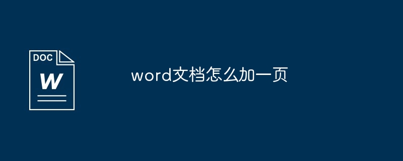 word文档怎么加一页