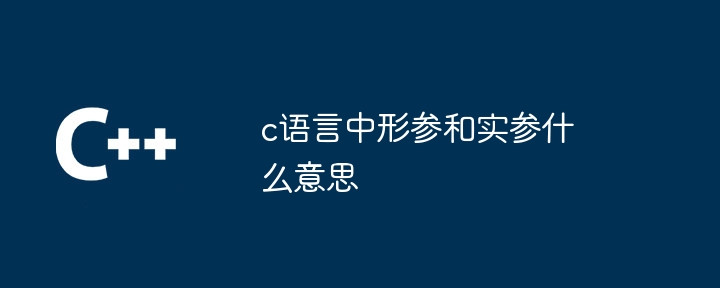 c语言中形参和实参什么意思