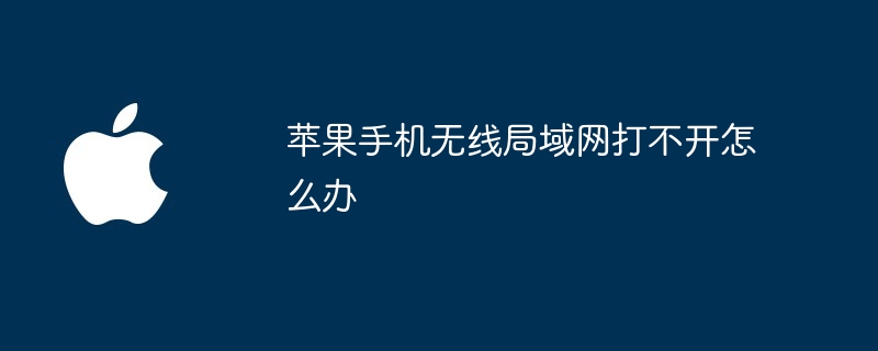 苹果手机无线局域网打不开怎么办