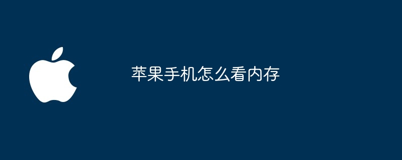 苹果手机怎么看内存