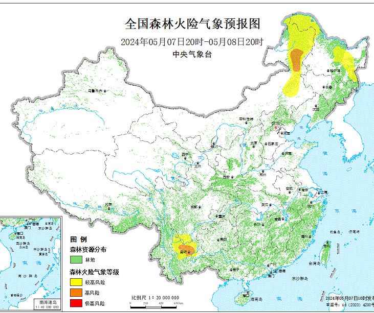 2024年5月8日森林火险气象预报：四川云南部分地区森林火险气象等级较高