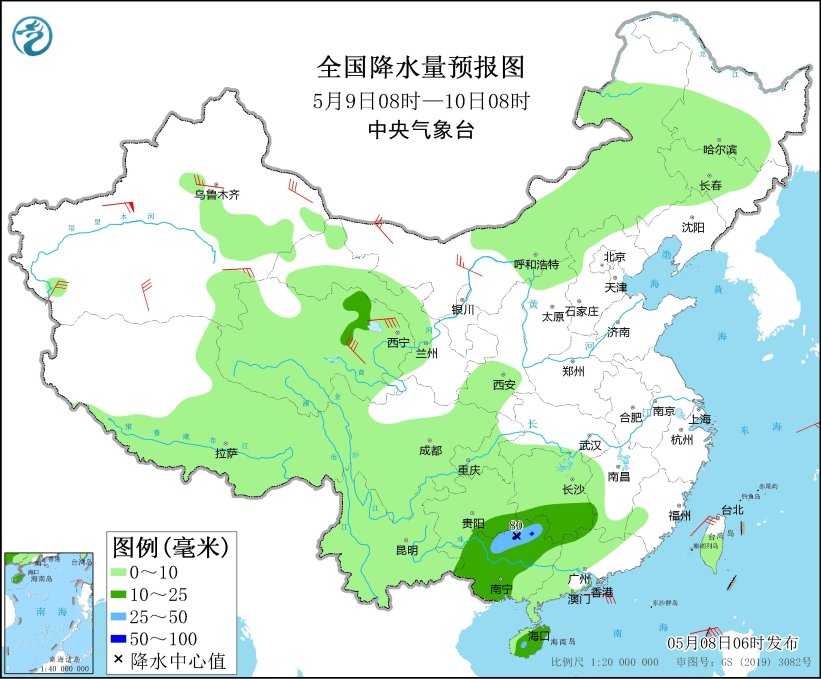 10-12日南方地区将有新一轮较强降水过程  东北华北等地局地有风雹天气