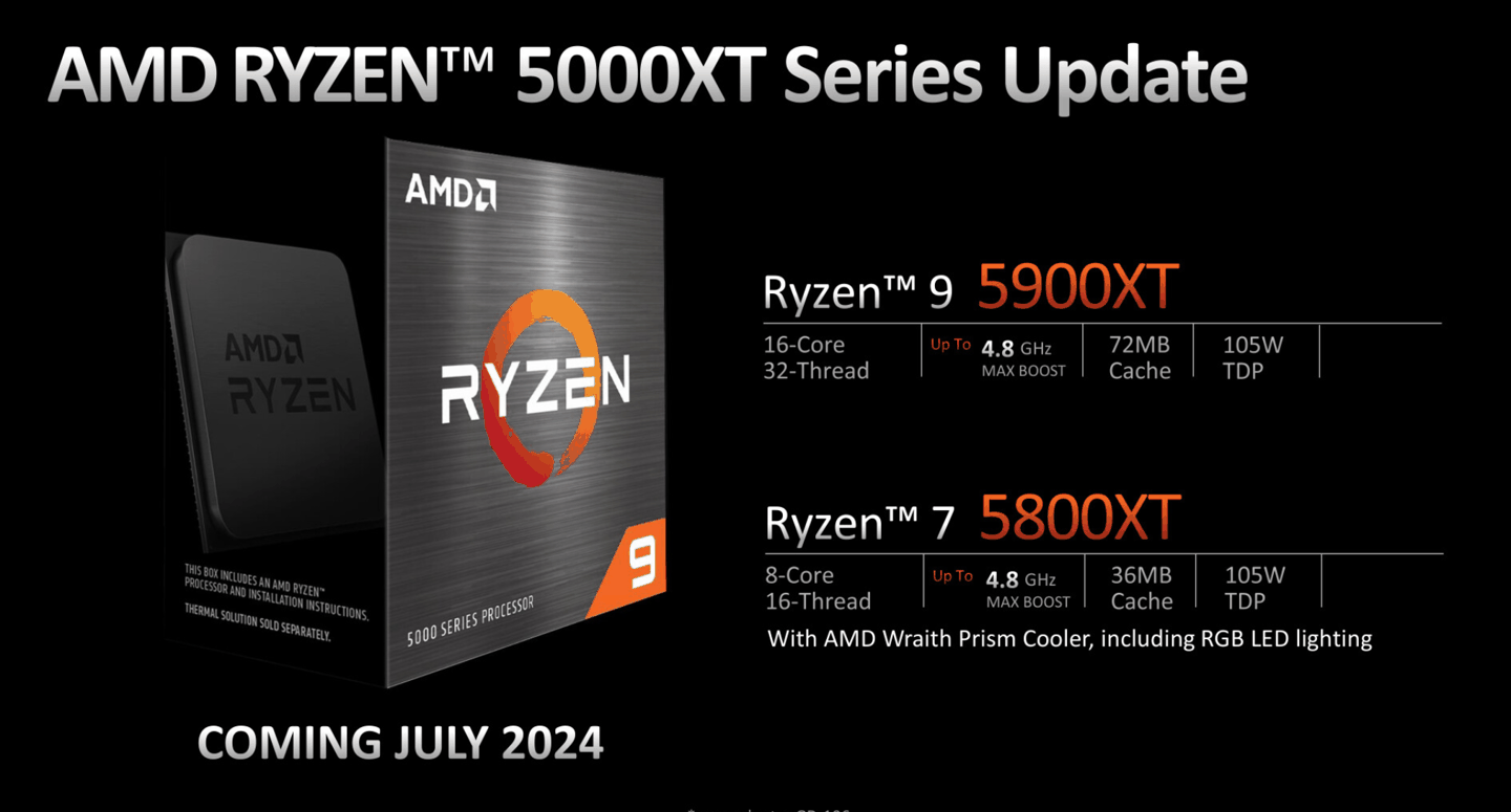 AM4 还有新品，AMD Ryzen 9 5900XT /7 5800XT 处理器发布